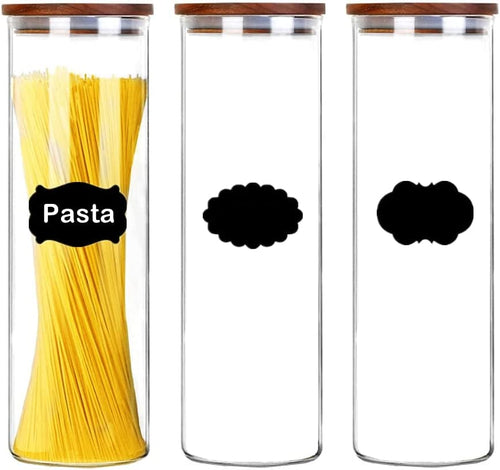 Set of 3 Glass Jars with Airtight Seal Bamboo Lid, - EK CHIC HOME