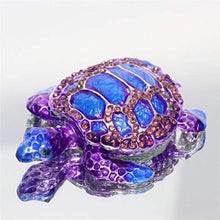 Load image into Gallery viewer, Purple Sea Turtle Figurine Collectible Hinged Trinket Box Bejeweled Hand-Painted Ring Holder - EK CHIC HOME