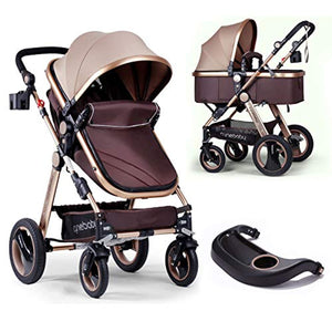 Convertible Bassinet Stroller Compact Single Baby Carriage Toddler Seat Stroller Luxury Pram Stroller add Cup Holder - EK CHIC HOME