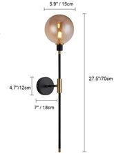 Load image into Gallery viewer, Pack of 2 Globe Wall Scone with Amber Glass Shade - EK CHIC HOME