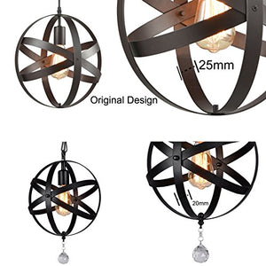 Industrial Metal Spherical Pendant Displays Changeable Hanging Lighting Fixture - EK CHIC HOME