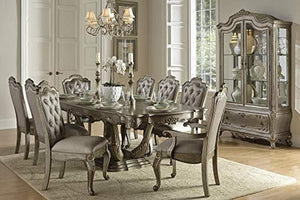 European 10PC Dining Set Table, 2 Arm, 6 Side Chair, Buffet & Hutch in Gold - EK CHIC HOME