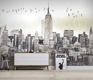 Charcoal City Wallpaper New York City Wall Mural Wall Art Architecture - EK CHIC HOME