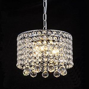 Modern Crystal Chandelier, 3-light Flush Mount Ceiling Light Fixture 9.8Inches - EK CHIC HOME