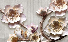 Load image into Gallery viewer, 3D Embossed Floral Wallpaper Magnolia Flower Wall Mural Tree Blossom Wall Print Living Room Bedroom Entryway - EK CHIC HOME