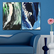 Load image into Gallery viewer, 2 Panel Canvas Wall Art - Abstract Green and Blue Color Composition - Giclee Print Gallery Wrap - EK CHIC HOME