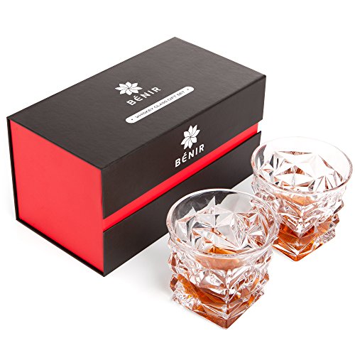 Diamond-Cut Whiskey Glasses 8oz, Set Of 2 - EK CHIC HOME