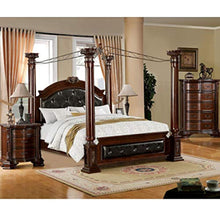 Load image into Gallery viewer, Luxury Brown Cherry 3-Piece Baroque Style Canopy Bedroom Set Queen - EK CHIC HOME