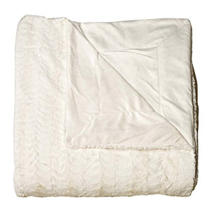 Luxurious Over-Sized Faux Fur Bed Throw Blanket  Cream - EK CHIC HOME