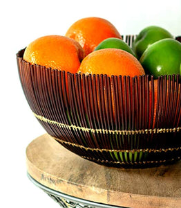 Decorative Metal Wire Fruit Bowl with Gold Accent Table Centerpiece - EK CHIC HOME