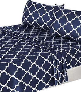 4-Piece Bed Sheet Set (Queen, Navy) - EK CHIC HOME
