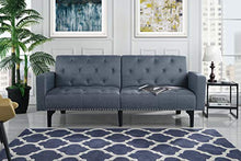 Load image into Gallery viewer, Modern Tufted Sleeper Futon Sofa with Nailhead Trim in White, Black (Black) - EK CHIC HOME