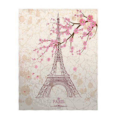 58 x 80 Inch Eiffel Tower Print Super Soft Throw Blanket - EK CHIC HOME