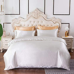 Silky Duvet Cover Set White  Luxurious Quilt Cover - EK CHIC HOME