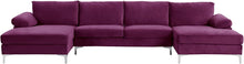 Load image into Gallery viewer, Large Velvet Fabric U-Shape Sectional Sofa, Double Extra Wide Chaise - EK CHIC HOME