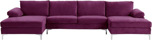 Large Velvet Fabric U-Shape Sectional Sofa, Double Extra Wide Chaise - EK CHIC HOME