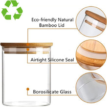 Load image into Gallery viewer, Set of 3 Glass Jars with Airtight Seal Bamboo Lid, - EK CHIC HOME