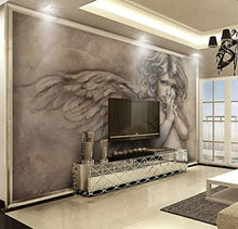 Load image into Gallery viewer, 3D Embossed Little Angel Background Wall Painting Textile Wallpaper - EK CHIC HOME