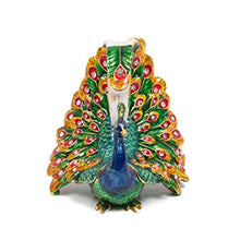 Load image into Gallery viewer, Hand Painted Enameled Peacock Decorative Hinged Jewelry Trinket Box - EK CHIC HOME