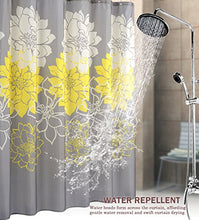 Load image into Gallery viewer, Peony Flower Fabric Shower Curtain Mildew Resistant Yellow and Grey, 72 x 72 - EK CHIC HOME