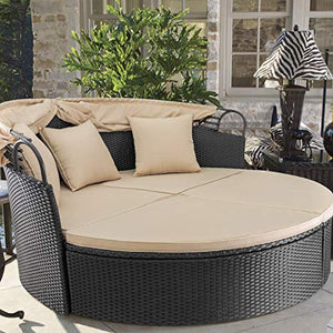 Patio Round Daybed with Retractable Canopy - EK CHIC HOME
