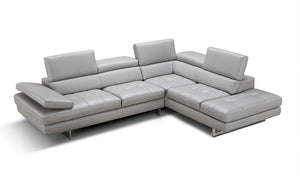 Sectional Sofa Light Grey Italian Genuine Leather Modern (Left) - EK CHIC HOME