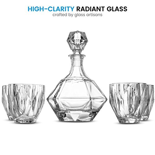 5-Piece European Style Whiskey Decanter and Glass Set - With Magnetic Gift Box - EK CHIC HOME