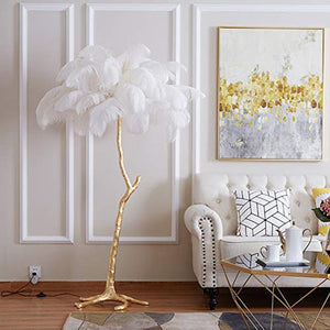 Feather Floor Lamp Table Lamp Gold Copper Tree Standing Lamp Stand - EK CHIC HOME