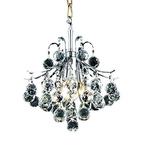 Elegant 3-Light Hanging Fixture with Elegant Cut Crystals, Chrome Finish - EK CHIC HOME
