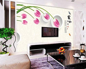 Wall Mural 3D Wallpaper Tulip Circle Modern Minimalist Wall Decoration Art - EK CHIC HOME