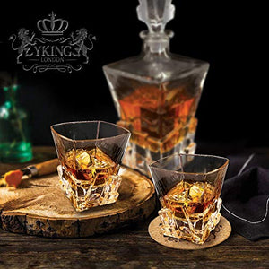 Whiskey Decanter Set in Premium Gift Box with 4 Glasses and 4 Coasters - EK CHIC HOME