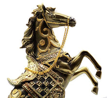 Load image into Gallery viewer, 13.5 Inch Height Decorative Stallion Rearing Horse Brass Color Statue - EK CHIC HOME