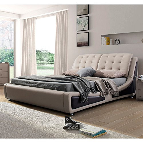 Victoria Leather Contemporary Platform Bed - EK CHIC HOME