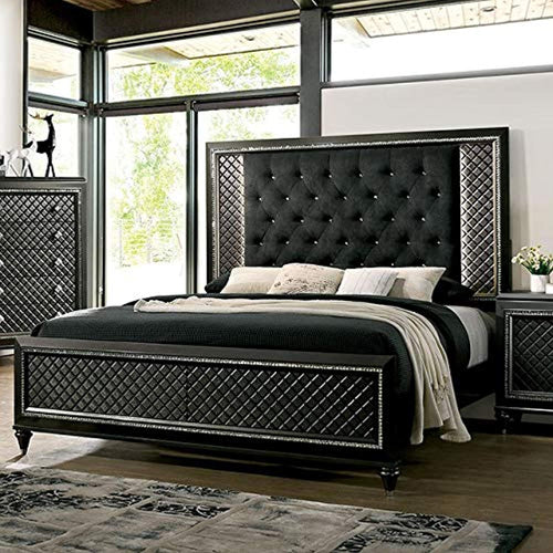 Contemporary Metallic Gray Finish Bedroom Furniture 4pc Queen Size Set - EK CHIC HOME
