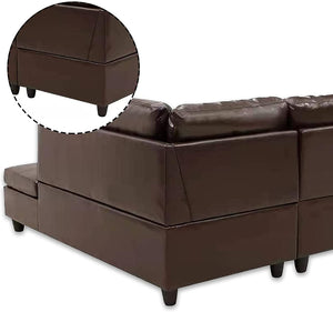 Leather Sectional Sofa L-Shape 5 Seater w/Chaise Lounge - EK CHIC HOME