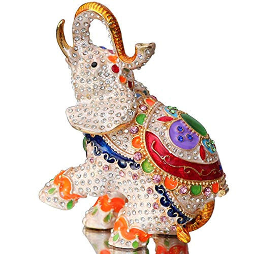 Elephant Trinket Box Hinged Hand-Painted Figurine Collectible Ring Holder - EK CHIC HOME