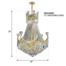 Load image into Gallery viewer, Empire Collection 9 Light Gold Finish Chandelier 20&quot; D x 26&quot; H Round Medium - EK CHIC HOME