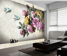 Load image into Gallery viewer, Wall Mural 3D Wallpaper Embossed  Purple Yellow Rose Flower - EK CHIC HOME