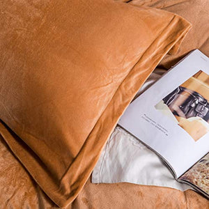 Velvet Flannel Duvet Cover Set, 3 Pieces Zippered Comforter Cover Set - EK CHIC HOME