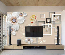 Load image into Gallery viewer, Wall Mural 3D Wallpaper White Minimalist Embossed Flowers - EK CHIC HOME