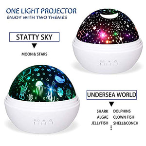 Night Light Projector, Ocean Constellation Night Lights Projector Lamp, Rotating and Colorful Mood Nursery Soother - EK CHIC HOME