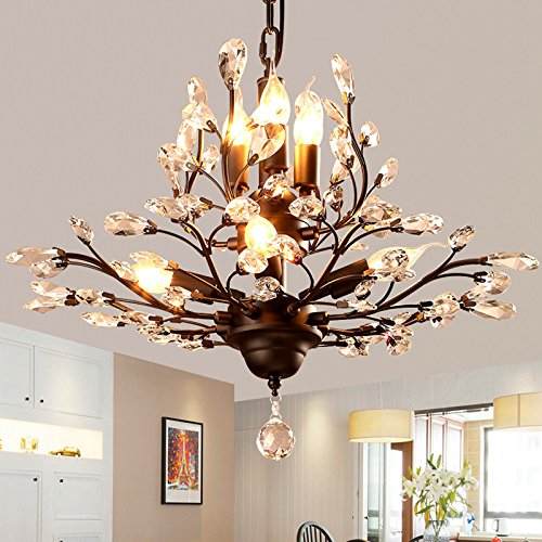 Vintage Crystal Branch Chandeliers Black With 7 Light - EK CHIC HOME