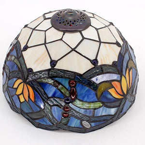 Tiffany Table Lamp Stained Glass Lotus Style Table Lamps Height 18 Inch - EK CHIC HOME