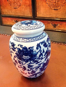Decorative Blue and White Lotus Pattern Porcelain Display Unit (Medium Size) - EK CHIC HOME