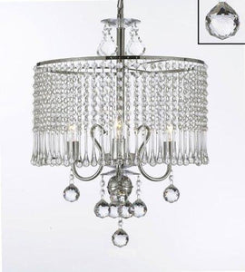 Contemporary 3-light Crystal Chandelier With Crystal Shade W 16" x H 21" - EK CHIC HOME