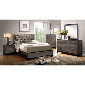 Contemporary Style Two-Toned Antique Gray Finish King Size 6-Piece Bedroom Set - EK CHIC HOME