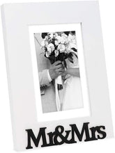 Load image into Gallery viewer, White Wood Sentiments “Mr &amp; Mrs” Picture Frame, 4x6 inch, - EK CHIC HOME