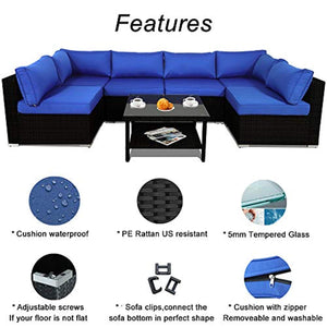 Patio Rattan Furniture Outside Sofa Black Rattan Couch Set - EK CHIC HOME