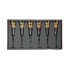 Load image into Gallery viewer, Crystal  Champagne Flute, Gold Floral - EK CHIC HOME