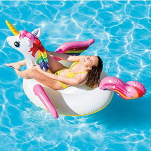 Unicorn Inflatable Ride-On Pool Float, 79" X 55" X 38" - EK CHIC HOME